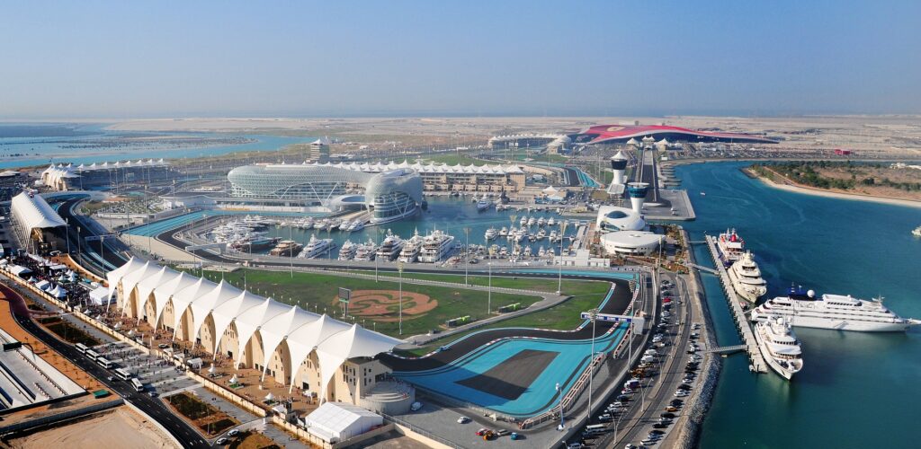 Aerial view of Yas Island and Yas Marina Circuit