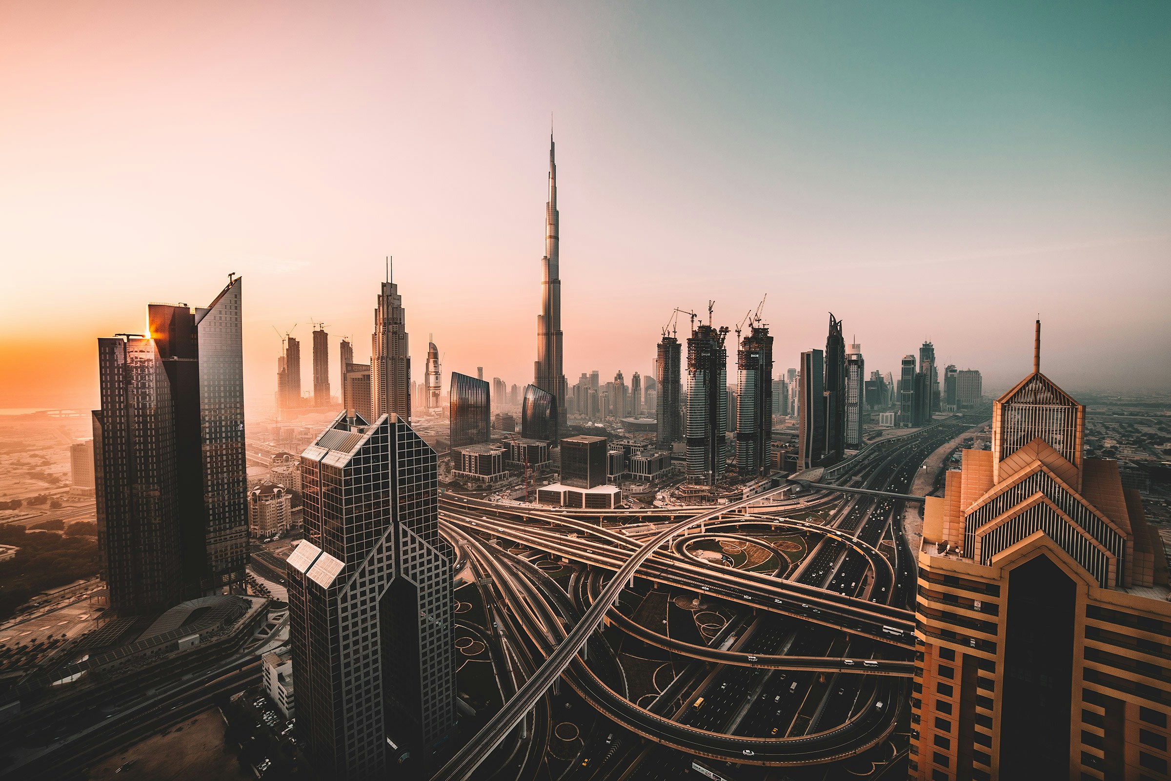 Dubai skyline aerial view
