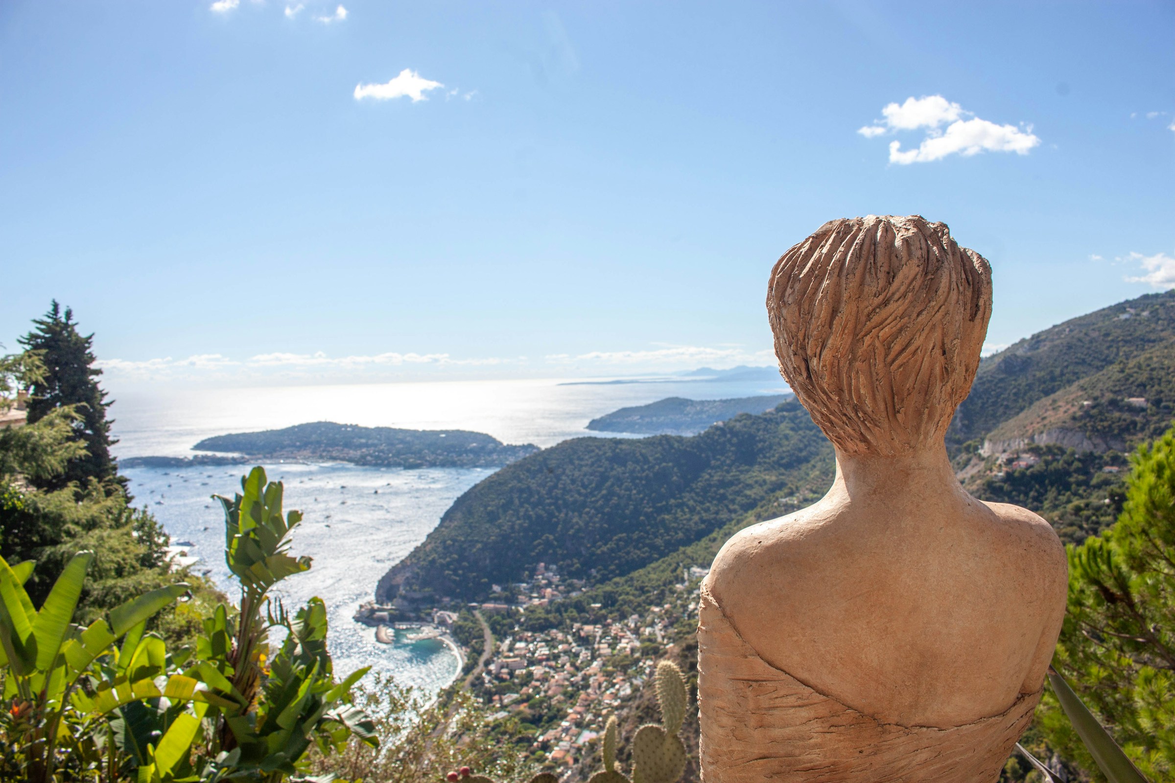 Sculpture overlooking a scenic coastal landscape, Son Tra Peninsula