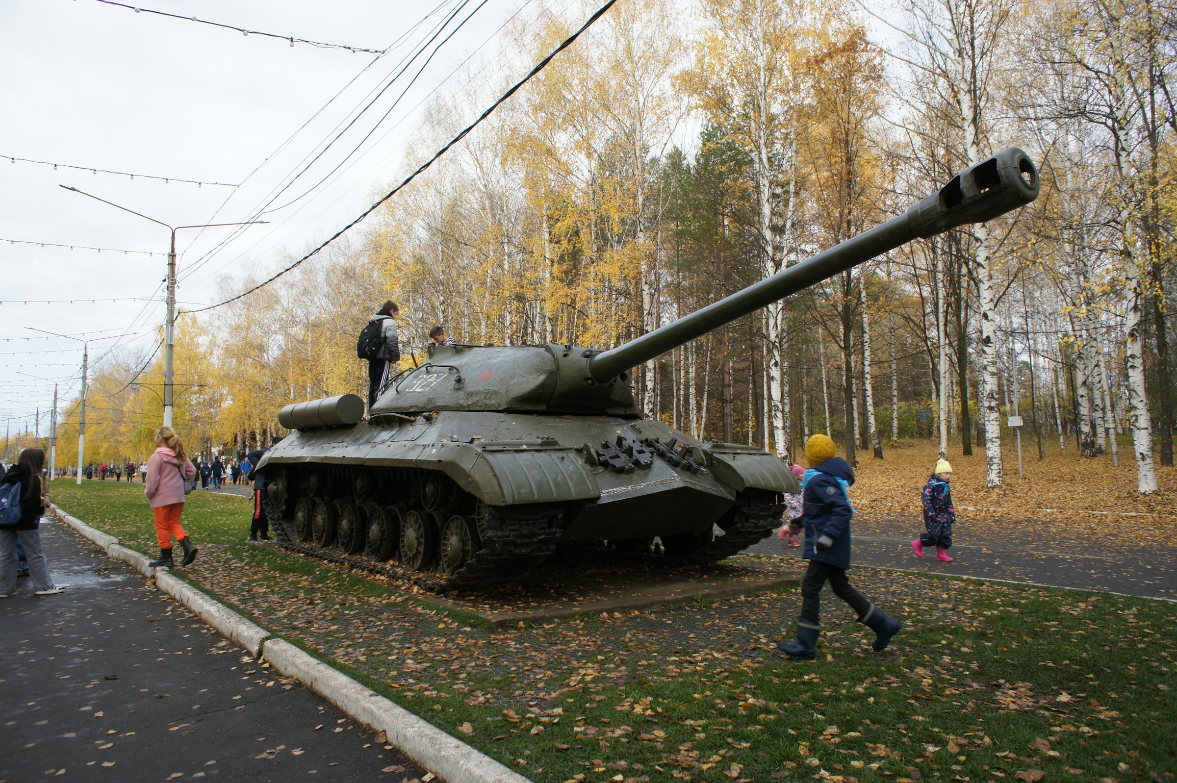 Crowd gathered around a military tank on display, War Remnants Museum