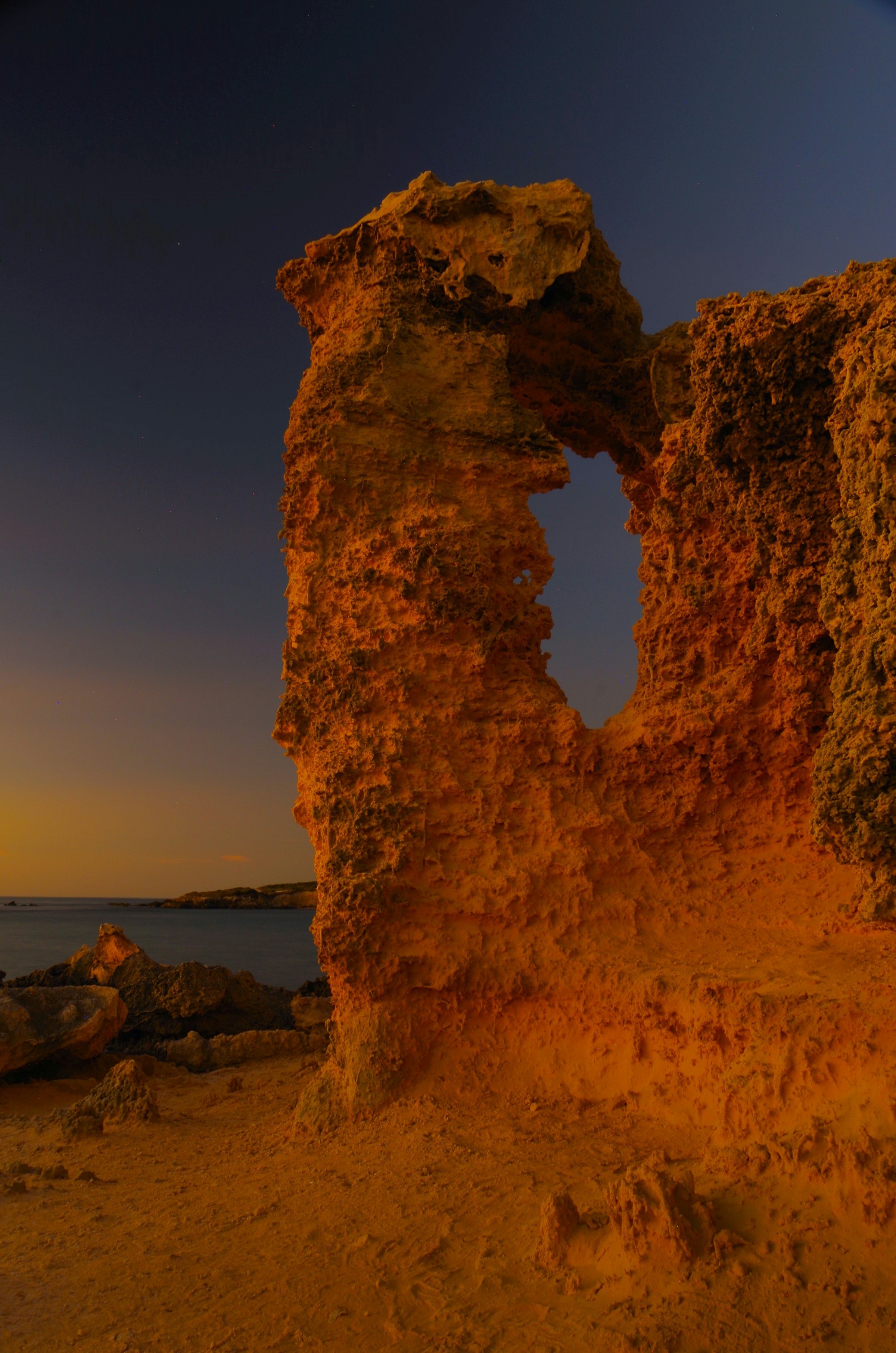 Dramatic rock formation at the seashore